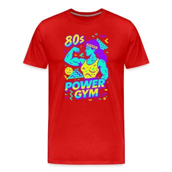 80s Power Gym / Strong Woman - Men's Premium Organic T-Shirt - red - Front - Damien (186cm)