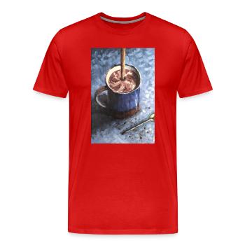 Tasse à café Choco avec art du cacao tourbillonnant - T-shirt bio Premium Homme - rouge - Devant - Damien (186cm)