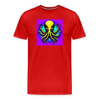 Krake - Männer Premium Bio T-Shirt - Rot - Vorne - Damien (186cm)