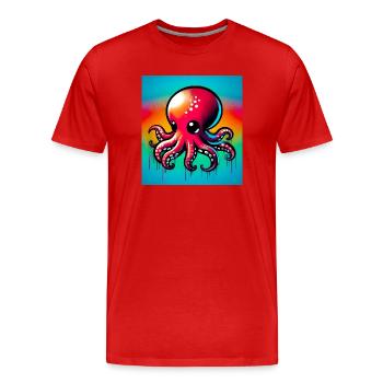 Pieuvre - T-shirt bio Premium Homme - rouge - Devant - Damien (186cm)