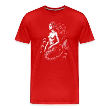 Mystisches Meerjungfrau-Silhouette-Design - Männer Premium Bio T-Shirt - Rot - Vorne - Damien (186cm)