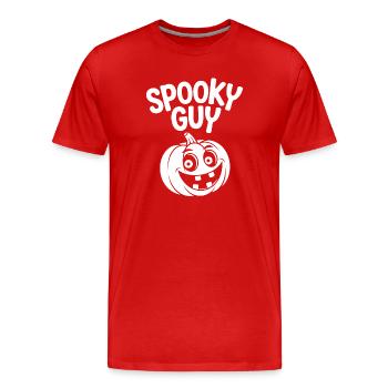 Lustiger Halloween Kürbis Druck - Männer Premium Bio T-Shirt - Rot - Vorne - Damien (186cm)