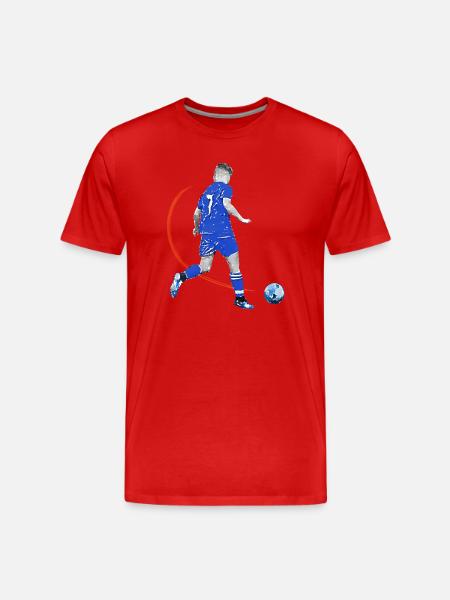 Soccer player with ball - Men's Premium Organic T-Shirt - red