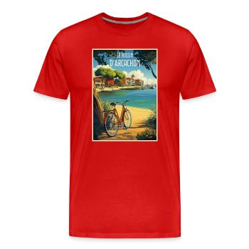 Reflet du Bassin d'Arcachon en Été - T-shirt bio Premium Homme - rouge - Devant - Damien (186cm)