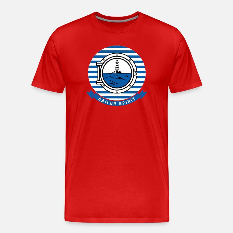 Meeresleuchtturm-Illustration im nautischen Stil - Männer Premium Bio T-Shirt - Rot