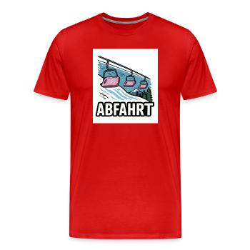 Remontée mécanique et motif montagne avec charme d’aventure - T-shirt bio Premium Homme - rouge - Devant - Damien (186cm)