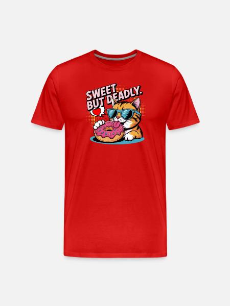 Süßer, aber tödlicher Katzendonut - Männer Premium Bio T-Shirt - Rot