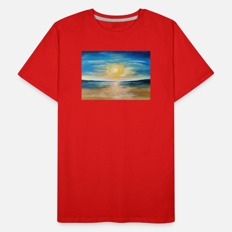 Reflet du coucher de soleil sur les eaux calmes T-shirt bio Premium Homme