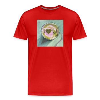 I luv Matcha Artistic Snack Illustration - Men's Premium Organic T-Shirt - red - Front - Damien (186cm)