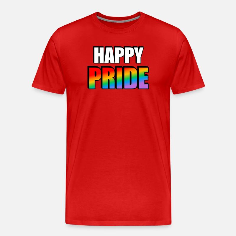 Lebendige Pride-Regenbogen-Typografie - Männer Premium Bio T-Shirt - Rot
