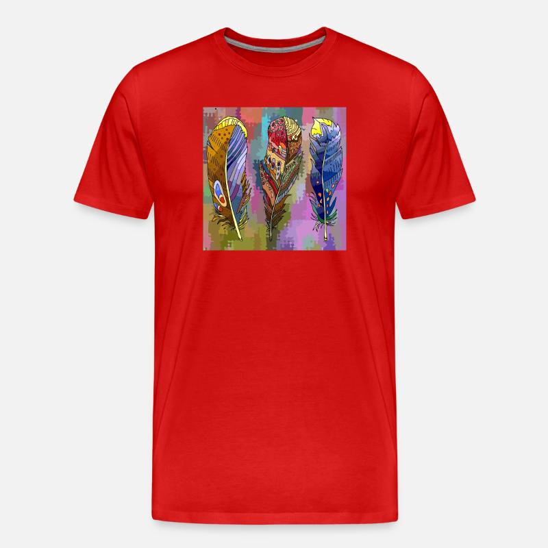 Feder - Männer Premium Bio T-Shirt - Rot