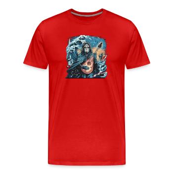 Vague mystique de l’océan avec musicien fantomatique - T-shirt bio Premium Homme - rouge - Devant - Damien (186cm)