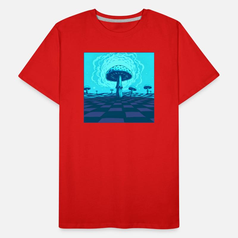 Scène Futuriste De Champignons Psychédéliques Bleus T-shirt bio Premium Homme
