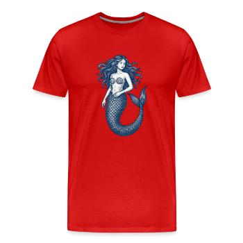 Verzauberte Meerjungfrauen-Eleganz - Männer Premium Bio T-Shirt - Rot - Vorne - Damien (186cm)