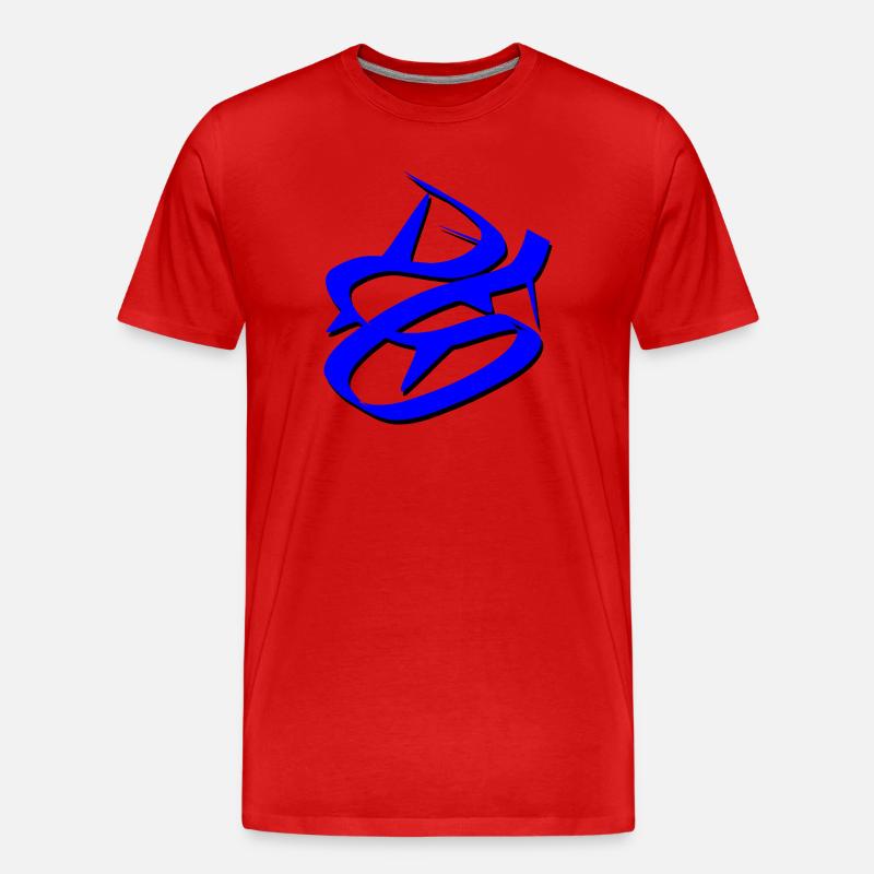 Dynamisches blaues Graffiti-Design - Männer Premium Bio T-Shirt - Rot