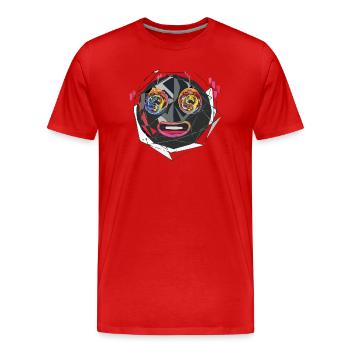 Triple Moji - Männer Premium Bio T-Shirt - Rot - Vorne - Damien (186cm)
