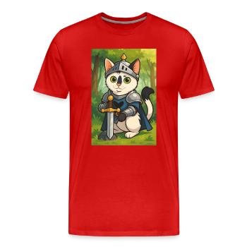 Katzenritter im Fantasy-Look - Männer Premium Bio T-Shirt - Rot - Vorne - Damien (186cm)