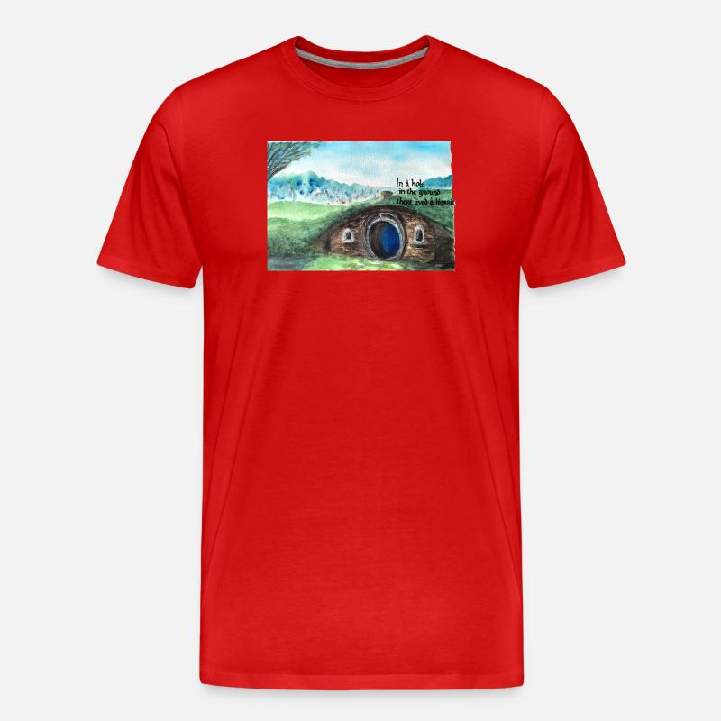 Tolkien Hole Landschaftskunst - Männer Premium Bio T-Shirt - Rot