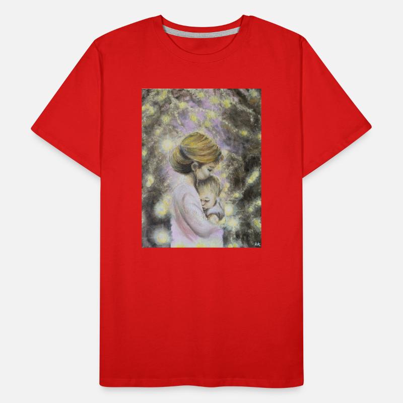Ätherische Nacht Mutter und Kind Männer Premium Bio T-Shirt