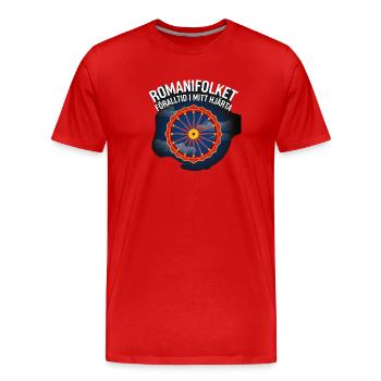 Carrousel de cœur contre Ciel Bleu Nocturne - T-shirt bio Premium Homme - rouge - Devant - Damien (186cm)