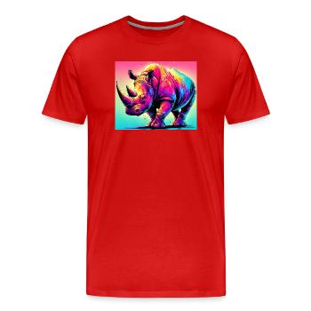 rhinoceros - Men's Premium Organic T-Shirt - red - Front - Damien (186cm)