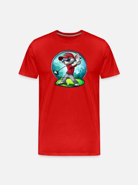Mice Golfer / Golf Mouse - Men's Premium Organic T-Shirt - red