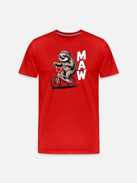BMX-Faultier-Bandana - Männer Premium Bio T-Shirt - Rot