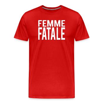 Femme Fatale Poster in Black and White - Men's Premium Organic T-Shirt - red - Front - Damien (186cm)
