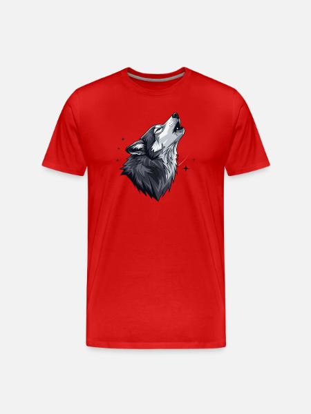 Wolf - Men's Premium Organic T-Shirt - red