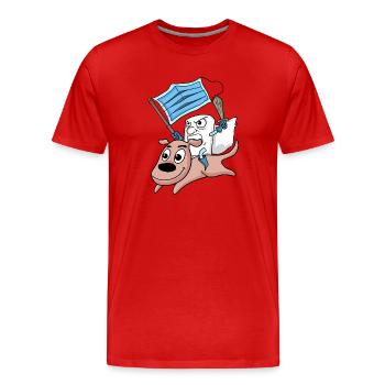 Humorous protest dog illustration - Men's Premium Organic T-Shirt - red - Front - Damien (186cm)