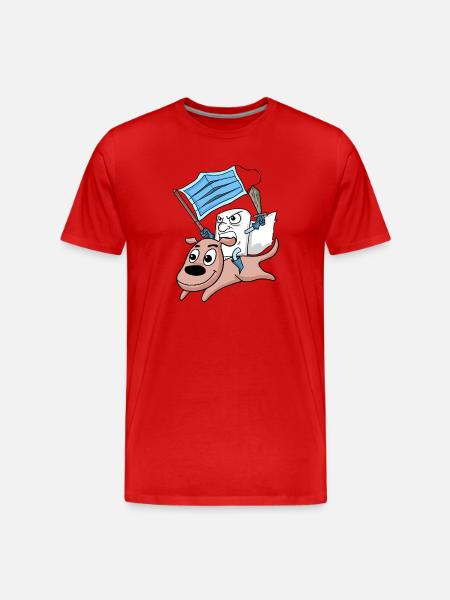 Humorous protest dog illustration - Men's Premium Organic T-Shirt - red