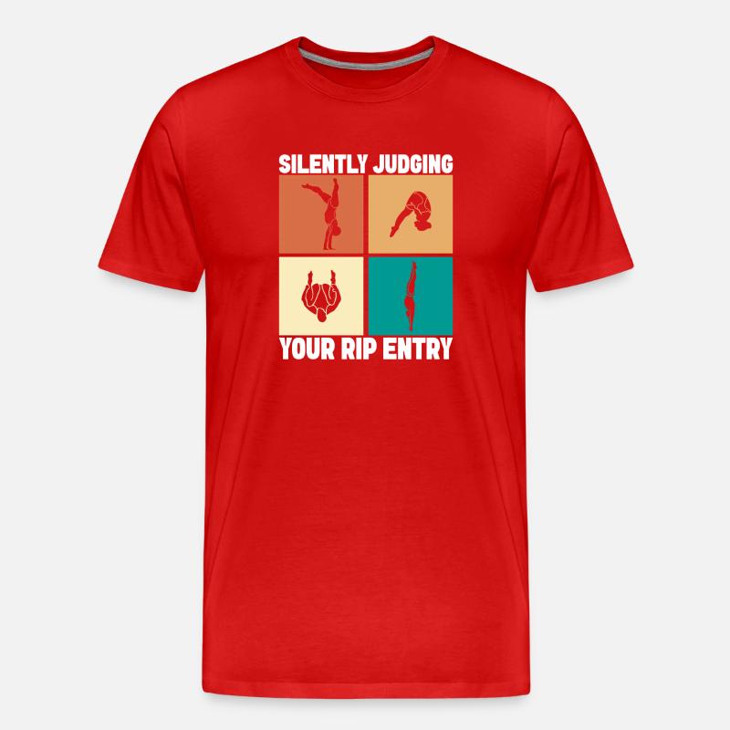 Kunstspringen Turmspringer Sprungbrett - Männer Premium Bio T-Shirt - Rot