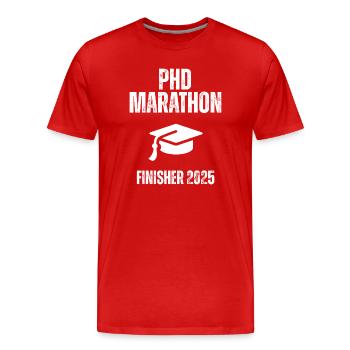 PhD Marathon Finisher 2025 - T-shirt bio Premium Homme - rouge - Devant - Damien (186cm)