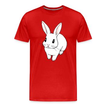 Niedlicher und ausdrucksstarker Hase - Niedliche Illustration - Männer Premium Bio T-Shirt - Rot - Vorne - Damien (186cm)