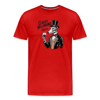Classy Hellhound with Wine Glass - Men's Premium Organic T-Shirt - red - Front - Damien (186cm)