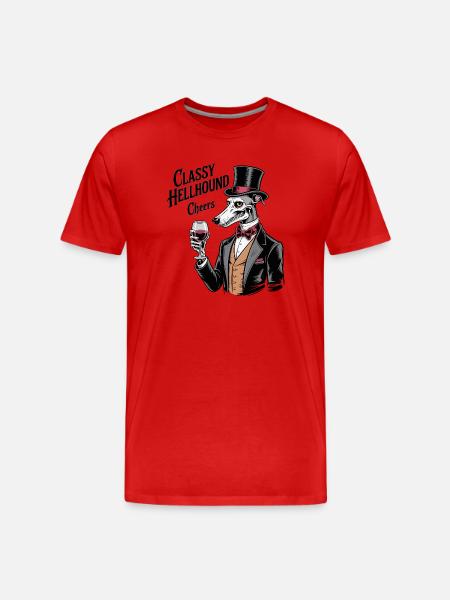 Classy Hellhound with Wine Glass - Men's Premium Organic T-Shirt - red