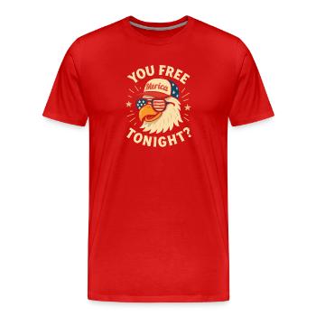 Tu es libre ce soir, Eagle, 4 juillet - T-shirt bio Premium Homme - rouge - Devant - Damien (186cm)