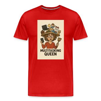 Multitasking Queen - Männer Premium Bio T-Shirt - Rot - Vorne - Damien (186cm)