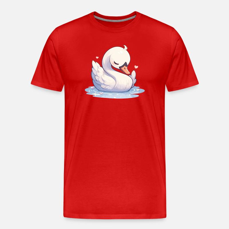 Schwäne Schwan - Männer Premium Bio T-Shirt - Rot