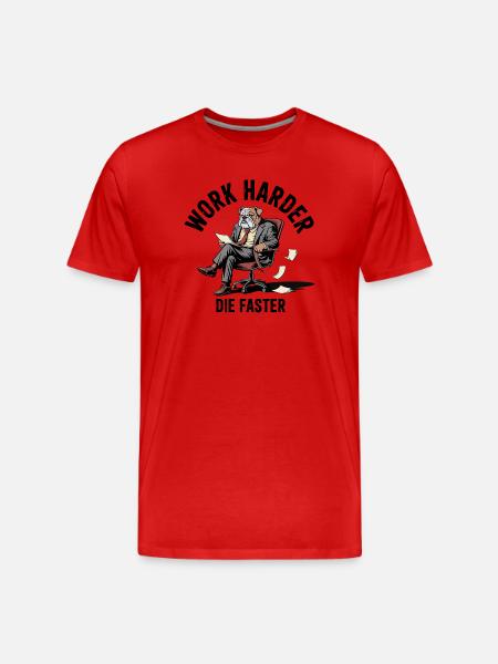 Bulldog Work Hard Satire - Männer Premium Bio T-Shirt - Rot