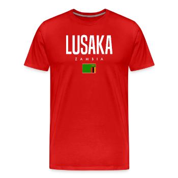 Lusaka, Zambia - Men's Premium Organic T-Shirt - red - Front - Damien (186cm)