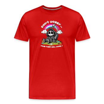 Don't worry - Men's Premium Organic T-Shirt - red - Front - Damien (186cm)