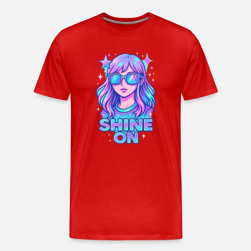 Kosmische Träumerin Mädchen Illustration - Männer Premium Bio T-Shirt - Rot