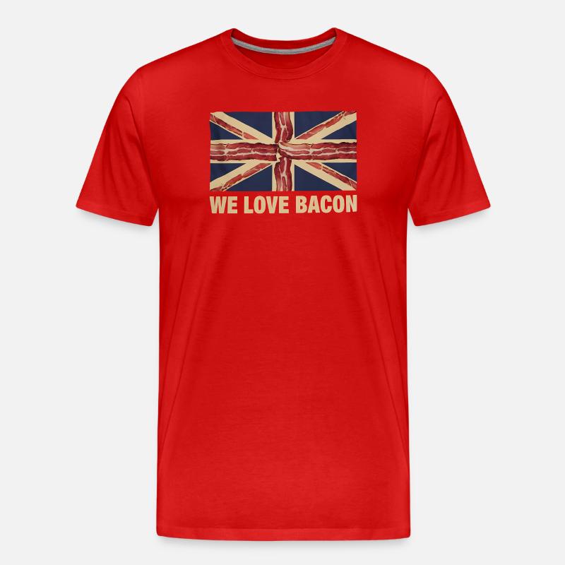We Love Bacon UK Meme - Männer Premium Bio T-Shirt - Rot