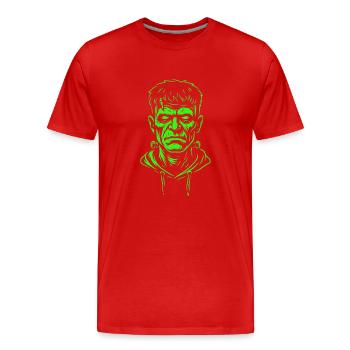 Neon Halloween Shirt | Classic Monster Design - Männer Premium Bio T-Shirt - Rot - Vorne - Damien (186cm)