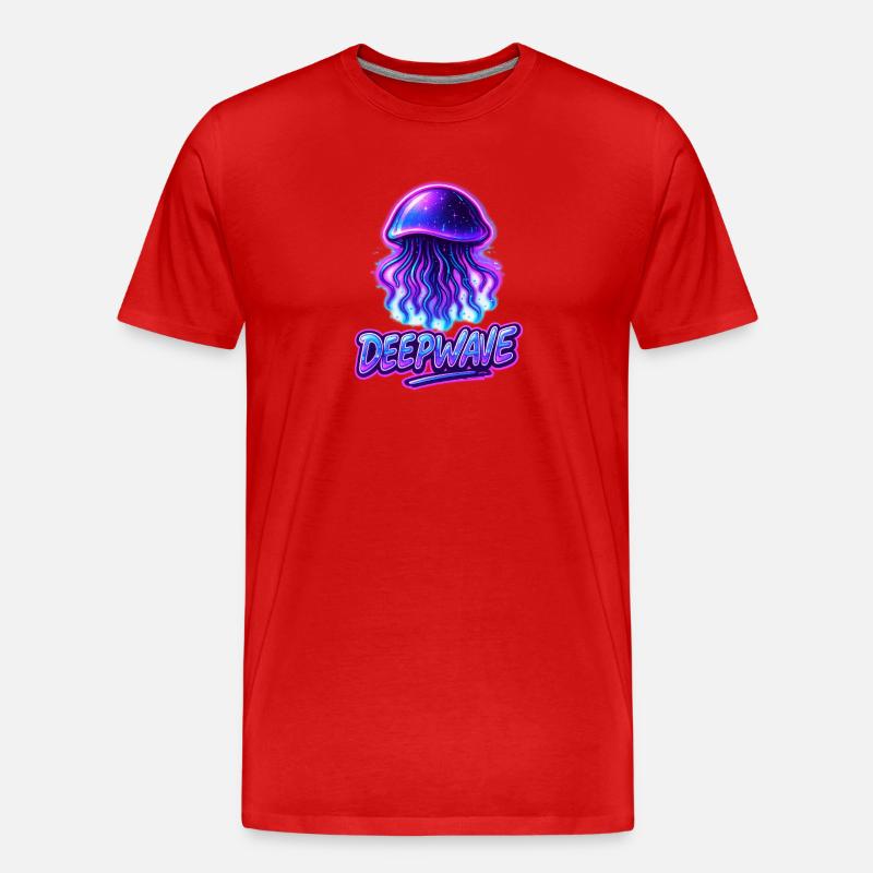 Conception de méduse néon Deepwave - T-shirt bio Premium Homme - rouge