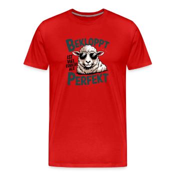  Bekloppt Ist Viel Cooler Als Perfekt Cooles Schaf - Männer Premium Bio T-Shirt - Rot - Vorne - Damien (186cm)