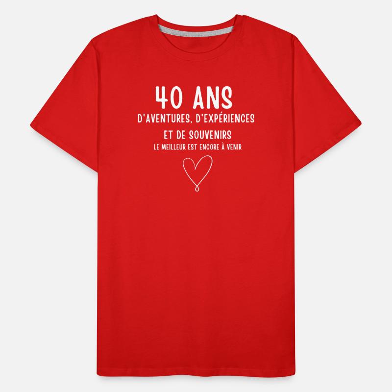 40 ans d'aventures, d'expériences et de souvenirs T-shirt bio Premium Homme