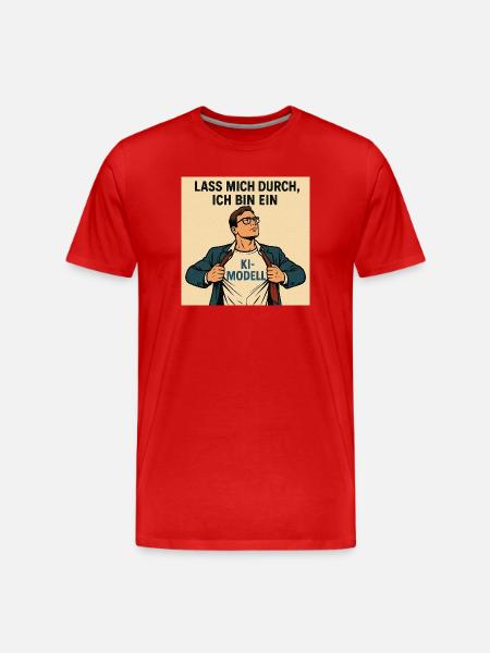 Humorous AI Model Hero Attire - Men's Premium Organic T-Shirt - red