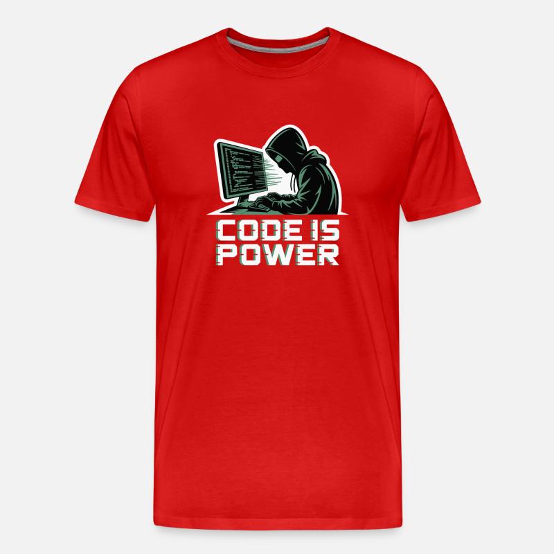 Cyber Hacker Code Infinity Design - T-shirt bio Premium Homme - rouge